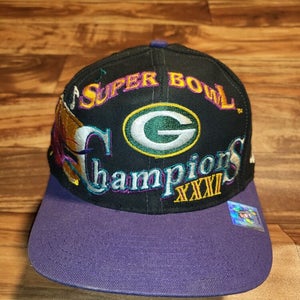 Vintage Green Bay Packers Super Bowl XXXI Champions Mardi Gras Hat Cap Snapback