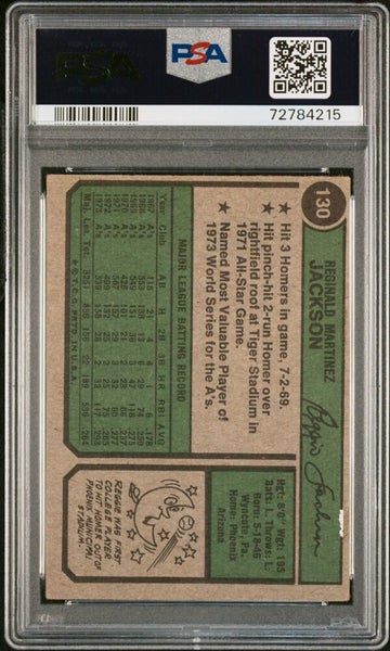 1974 Topps Baseball Card #130 Reggie Jackson