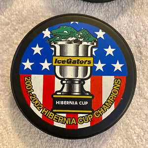 VINTAGE LOUISIANA ICE GATORS ECHL 2001-02 HIBERNIA CUP CHAMPIONS HOCKEY PUCK