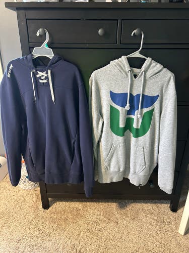 Used Medium Hartford Whalers Hoodie & CCM Large Sweatshirt