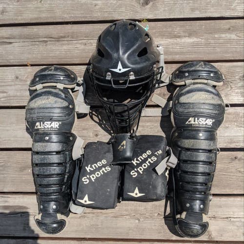 Adult Used All Star LG912LS & MVP2310-1 Helmet/Mask Baseball Catcher Equip