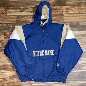 Vintage University of Notre Dame Starter 90s Puffer College Hooded Jacket Size L