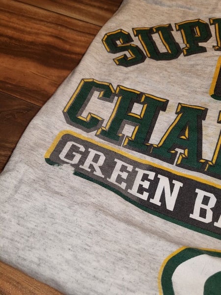 Vtg Logo 7 Green Bay Packers Graphic T Shirt Superbowl Champs White Mens  Size XL