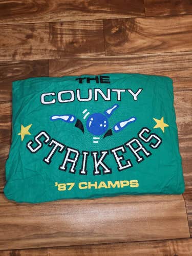 Vintage RARE 1987 The County Bowling Champions Everlast Button Up Jersey Size XL