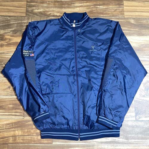 Vintage Kangwei Olympics Spirit Lined Hood Blue Windbreaker Zip Jacket Rare USA