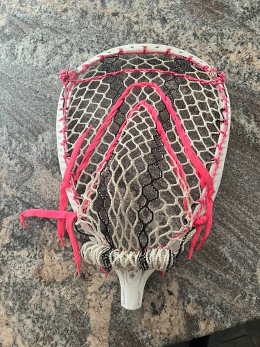 Brian Eraser 2 Stringed Lacrosse goalie head. (Cancer awareness)