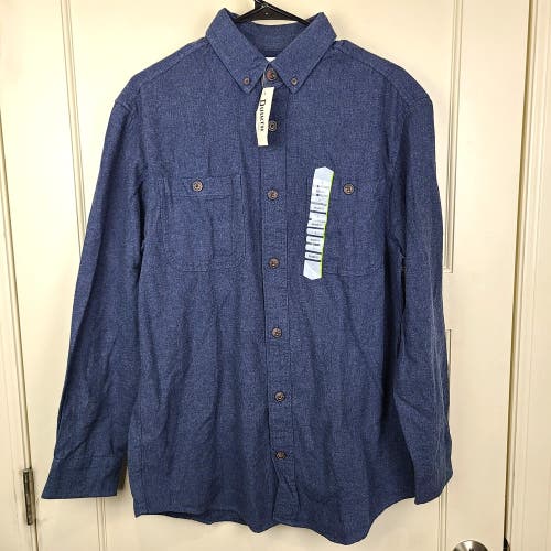 Duluth Trading Men's Free Swingin Flannel Relaxed Fit Shirt Navy Blue Size: S