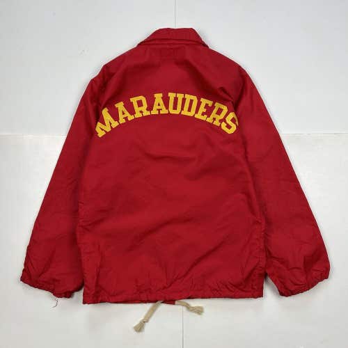 Vintage 70s Nylon Baseball Windbreaker Leroy Marauders Button Up Red Speedline M