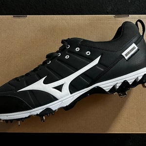 Black Adult Men's New Size 12.5 (Women's 13.5) Metal Mizuno Low Top 9-Spike Ambition 2