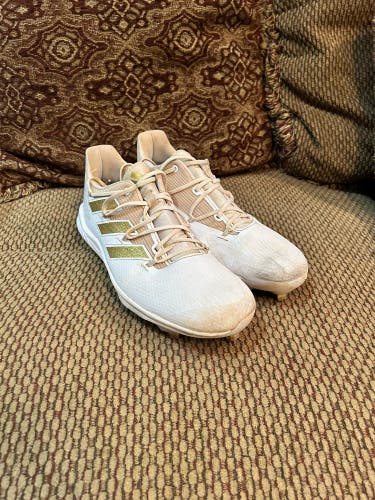 White Men's Metal Adidas Cleats