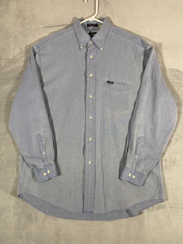 Faconnable Jeans Mens Shirt Size L Blue Long Sleeve Vintage 90s Albert Goldberg