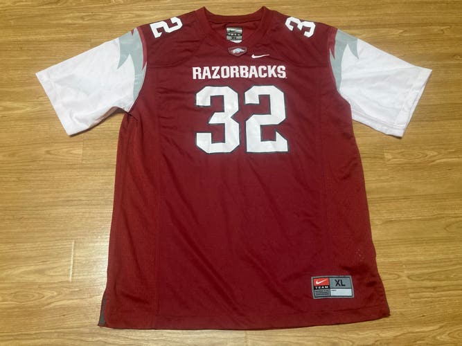 Arkansas Razorbacks Youth Kids Red White Razor Shoulder #32 Football Jersey S, L, XL