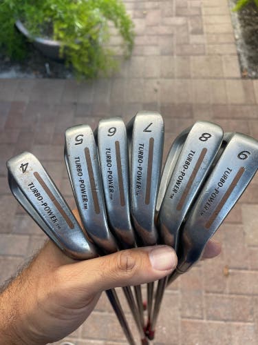 Turbo Power TM32 Irons In Right Handed graphite shafts in regular flex  6 pc set  Used