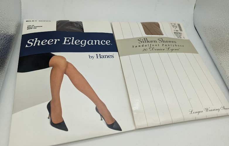 2 Pkg Of Hanes Sheer Elegance Ultra Sheer Control Top Sheer Toe Size CD