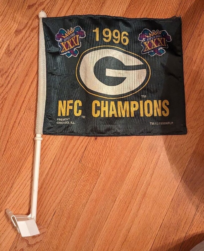 Vintage 1996 Green Bay Packers NFC Champions Car Flag Super Bowl XXXI