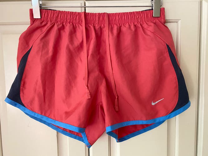 Nike Athletic Running Melon red Shorts wz gray under shorts.Women'S