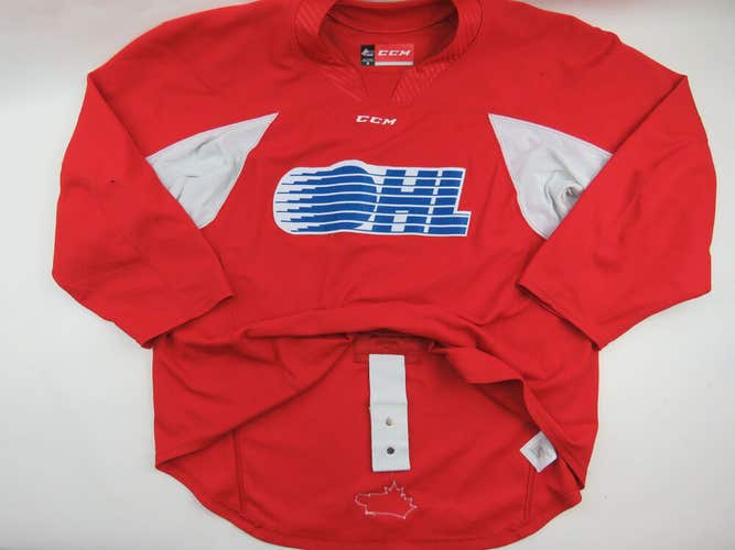 CCM Practice Worn Used Authentic OHL Pro Stock Ice Hockey Jersey Size 56 Red CHL