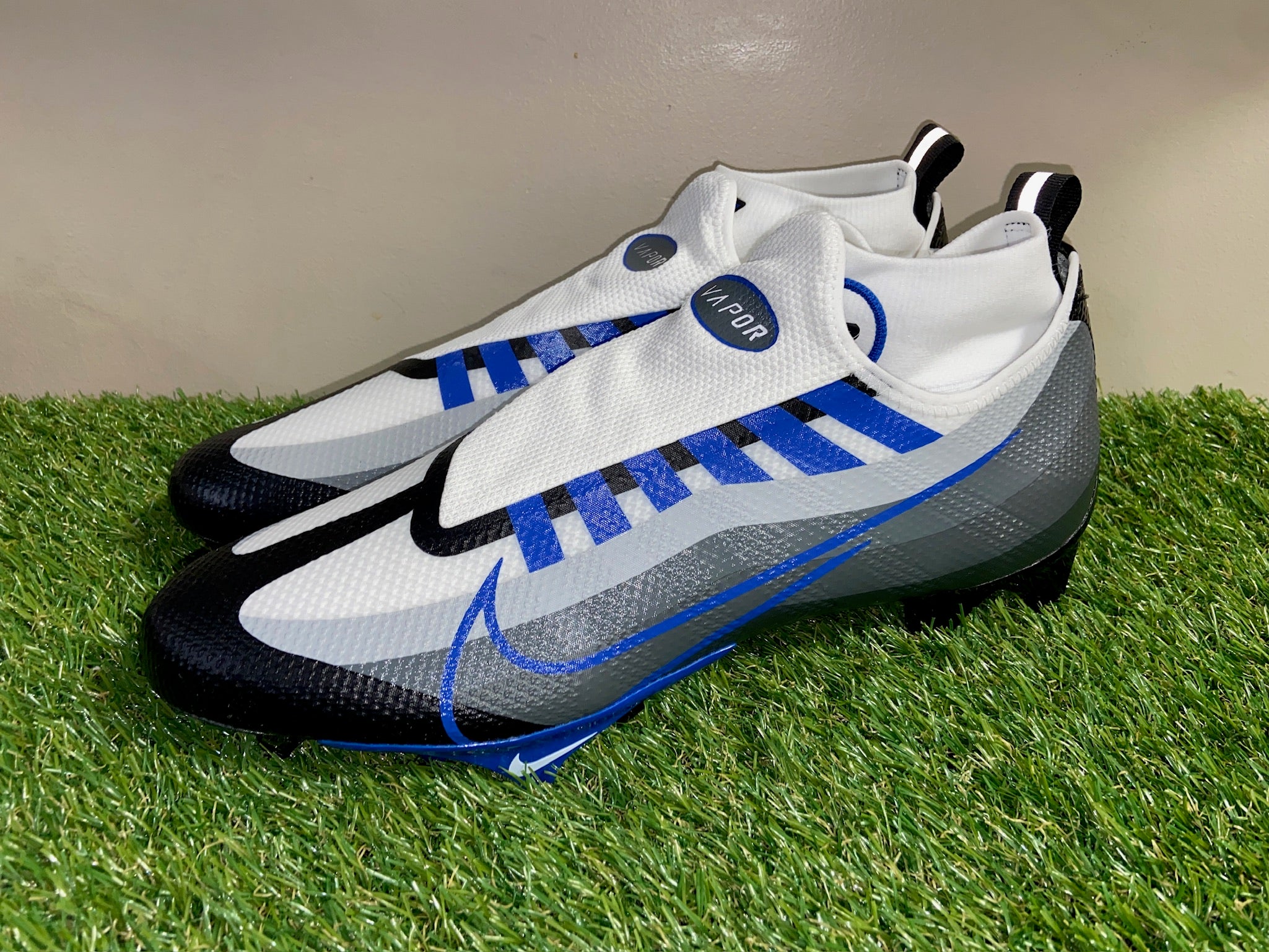 Nike Vapor Edge Pro 360 White Royal Blue Football Cleats DQ3670-041 Men Size 8 Nike Vapor Edge Pro 360 Football Cleats Mens 8 Black Game  main image 4