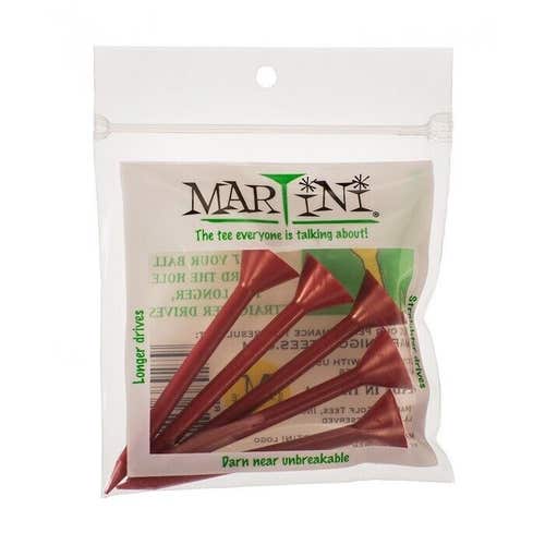 Martini 3.25" Original Golf Tees - Virtually Unbreakable Tees! - FLAME RED