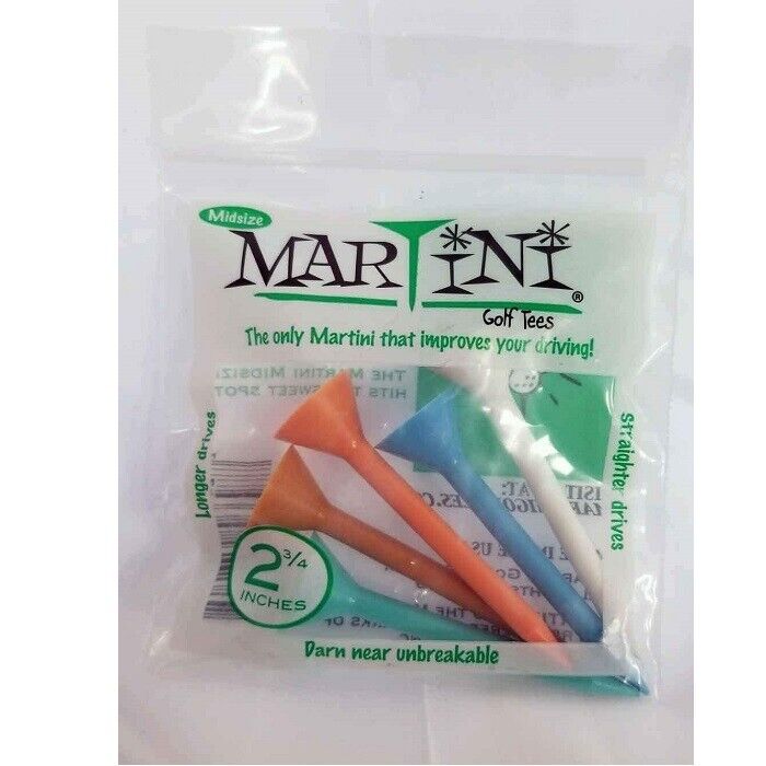 Martini Golf Tees 2.75" Midsize Tees - 5 pack - MIXED COLORS