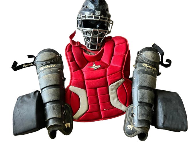 Baseball Catchers Gear Set Youth Helmet Chest Protector Shin Guards
