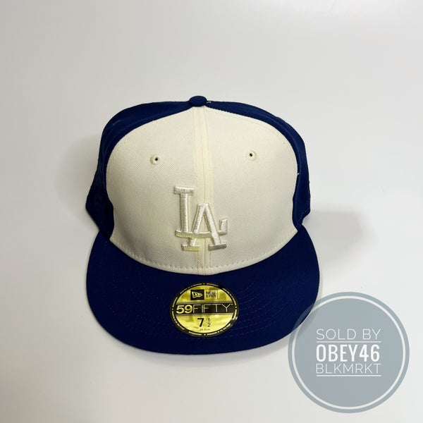 Exclusive New Era Los Angeles Dodgers Fitted Hat MLB Club Size 7 1/2 2tone  Gray
