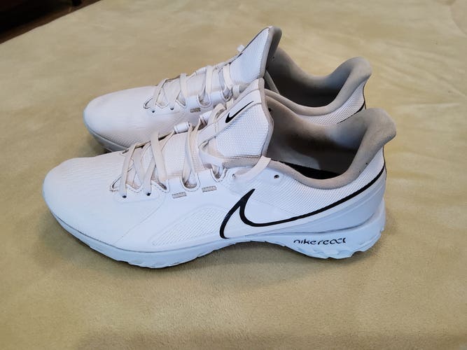 Used Men's Size 11.5 Wide (Women's 12.5) Nike React Infinity Pro Golf Shoes White & Gray