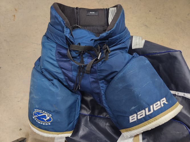 Used Bauer Nexus Team Pro Stock USHL Sioux Falls Stampede Blue Gold Hockey Pants Medium M