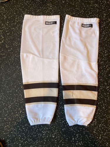 White Used XL CCM Pro Stock Socks