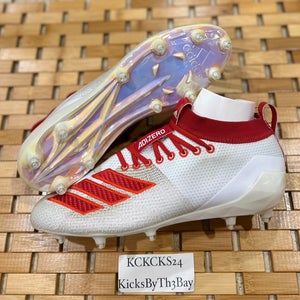 Adidas SM Adizero 8.0 Football Cleats White Red EG0840 Mens size 10 Iridescent