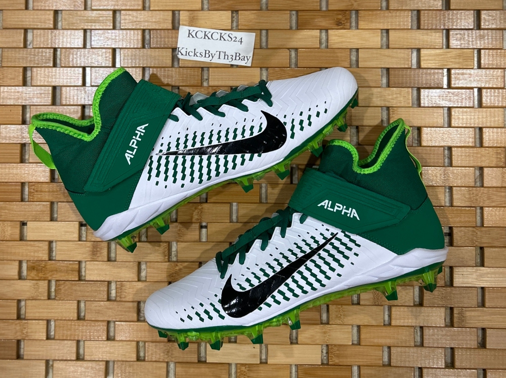 Nike Alpha Menace Pro 2 Mid Football Cleats AQ3209-106 White Green Men's size 13