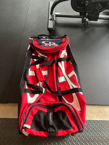 Used Boombah Rolling Catcher's Duffel + Bonus Boombah batting Helmet