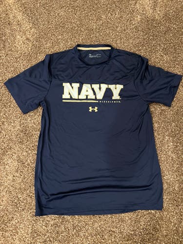 Naval Academy Midshipmen Navy Blue Used Medium Men's Under Armour Shirt