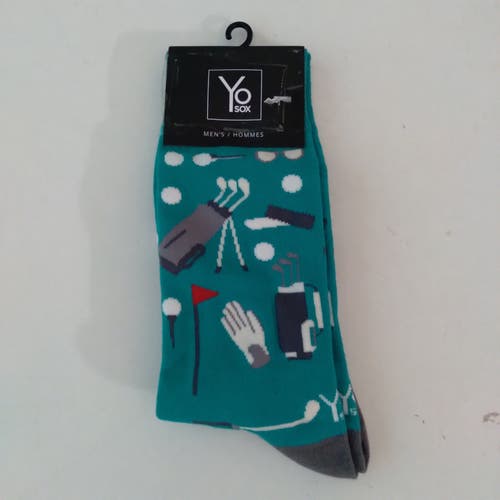 Yo Sox Men's Graphic Print Golf Accessories Mid Calf Green Socks NWT