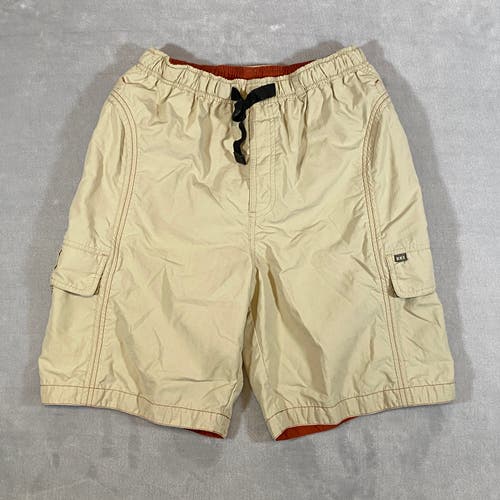 REI Mens Shorts Size M Khaki Cargo 9 Inch Snap Belt Pockets 100% Nylon UV Hiking