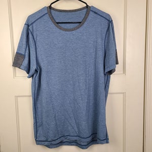 Lululemon T Shirt Mens Blue Tech Stretch Workout Short Sleeve Vent Gym Size: L