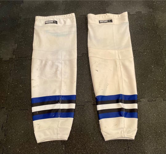 REEBOK EDGE CUSTOM HOCKEY SOCKS SYRACUSE CRUNCH WHITE PRO STOCK AHL XL USED