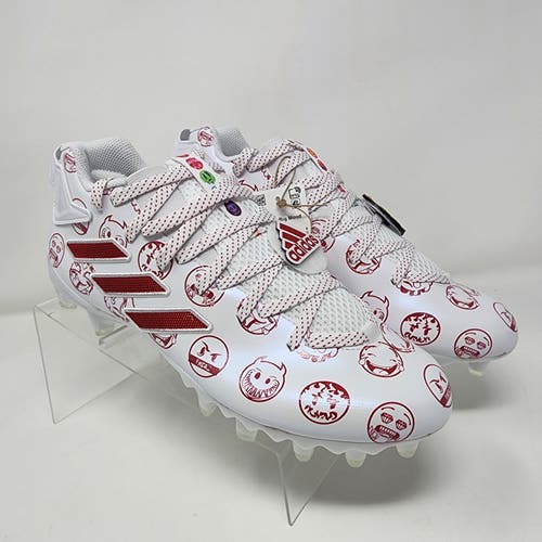 Adidas Freak 22 Mens 10 White Red Big Mood DSG SM Emojis Logo Spell Out