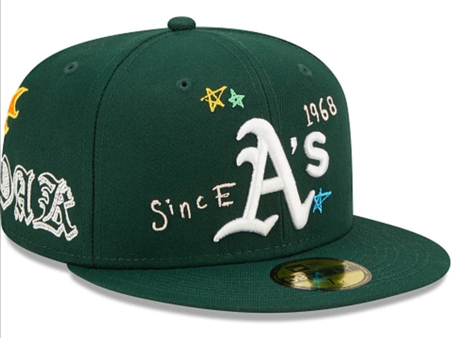 New Era 60243738 Oakland Athletics Scribble 59Fifty Fitted Cap Mens Hat -  Green –