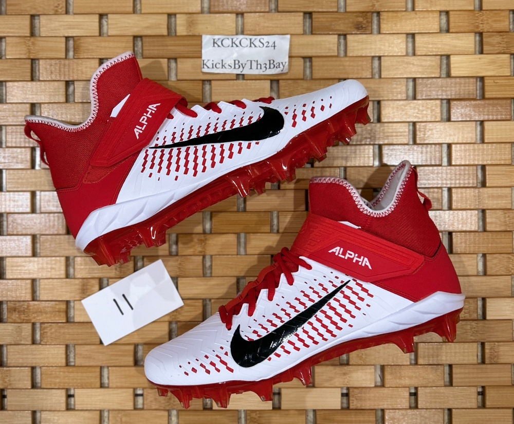 Nike Alpha Menace Pro 2 Red White Football Cleats BV3945-105 Men size 11