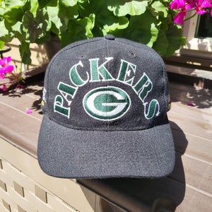 Vintage Rare Green Bay Packers ANNCO Black Wool Blend Arch Sports Hat Snapback
