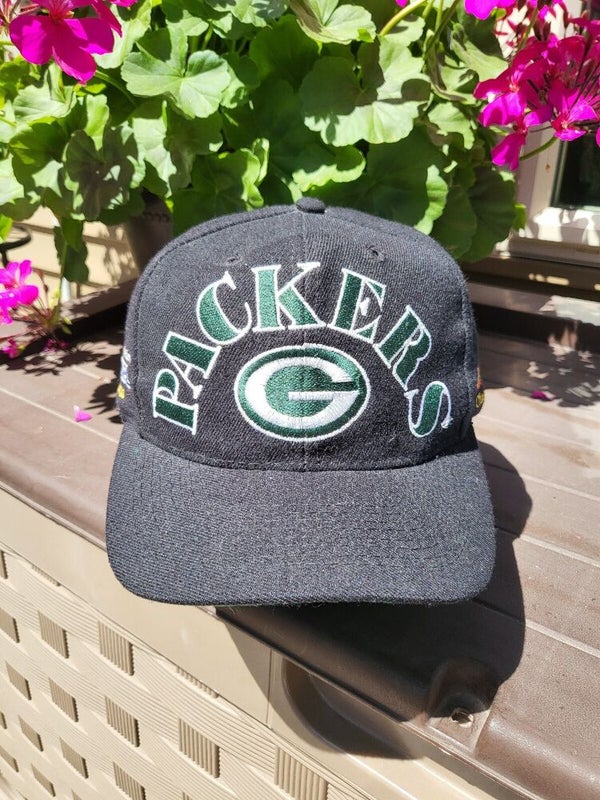 Vintage Rare Green Bay Packers ANNCO Black Wool Blend Arch Sports Hat Snapback