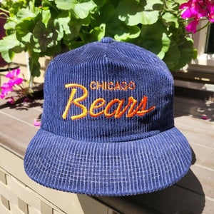Vintage Rare Chicago Bears Sports Specialties Corduroy Script Sports Hat Zipper