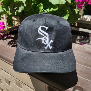 Vintage Rare Chicago White Sox MLB Black Dome Plain Logo Competitor Hat Snapback