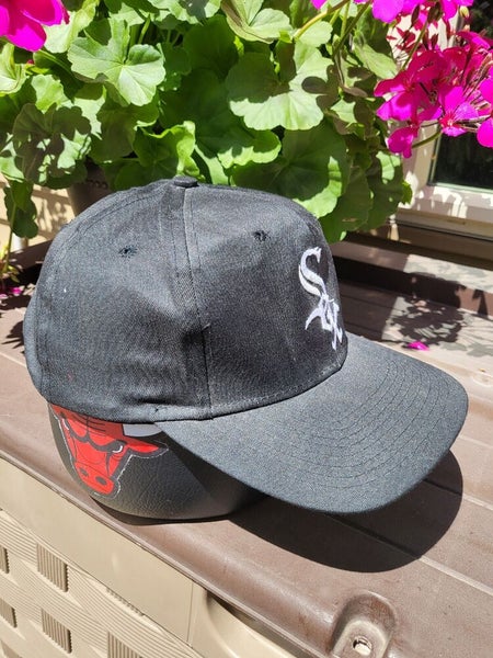 Vintage Rare Chicago White Sox MLB Black Dome Plain Logo Competitor Hat  Snapback