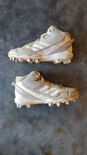Gray Used Kid's Size 3.0 (Women's 4.0) Molded Cleats Adidas Mid Top