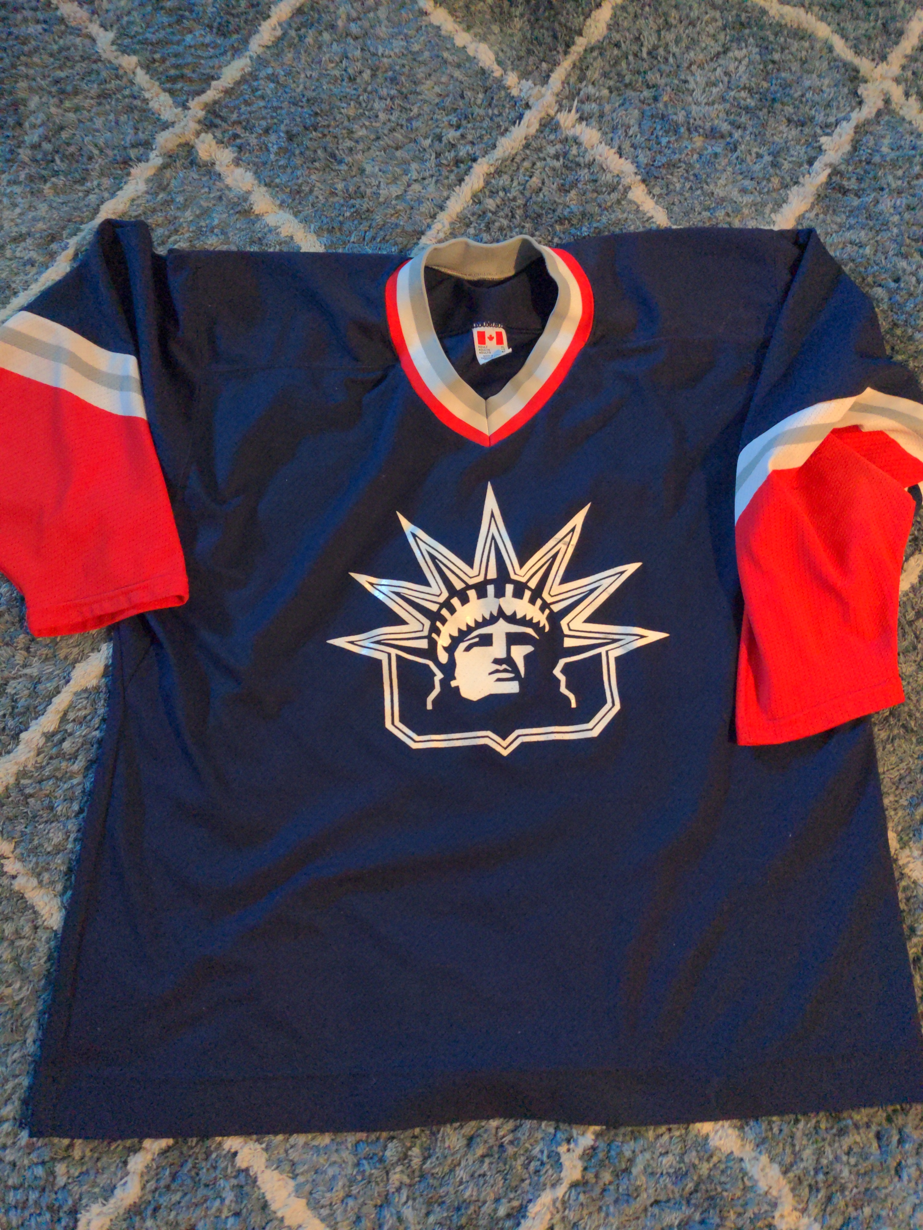 New York Rangers Team-Issued Yellow Practice CCM Lady Liberty Jersey SZ XL