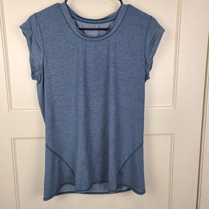 LULULEMON T-Shirt Long Distance Short Sleeve Heathered Blue Womens Size 10