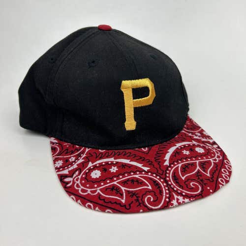 Custom Pittsburg Pirates Red Paisley Bandana Brim Baseball Hat Cap Adjustable