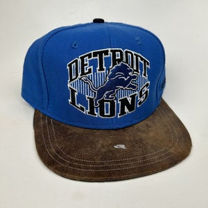 Custom Detroit Lions Leather Brim Snapback Hat Cap Reebok NFL Football